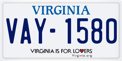 VA license plate VAY1580