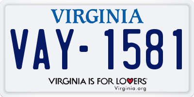 VA license plate VAY1581