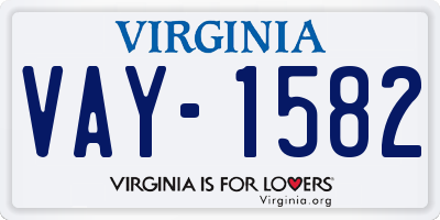 VA license plate VAY1582