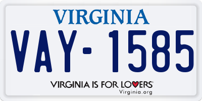 VA license plate VAY1585