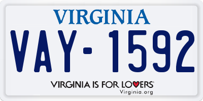 VA license plate VAY1592