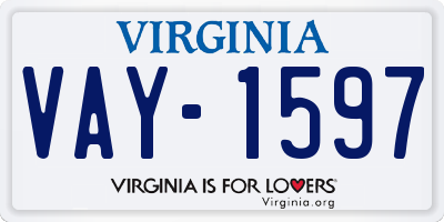 VA license plate VAY1597