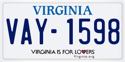 VA license plate VAY1598