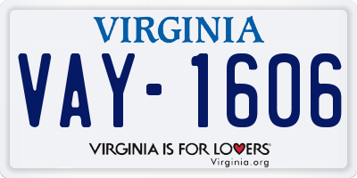 VA license plate VAY1606