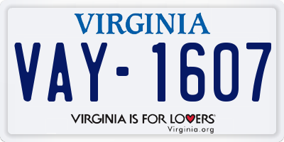 VA license plate VAY1607
