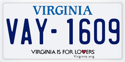 VA license plate VAY1609