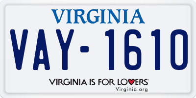 VA license plate VAY1610