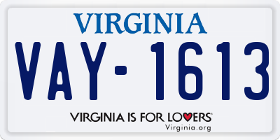 VA license plate VAY1613