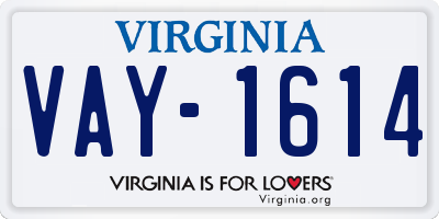 VA license plate VAY1614