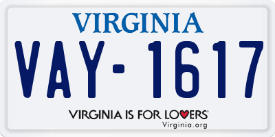 VA license plate VAY1617