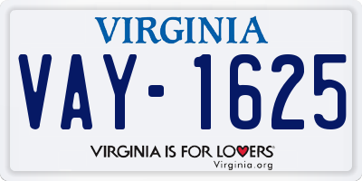 VA license plate VAY1625