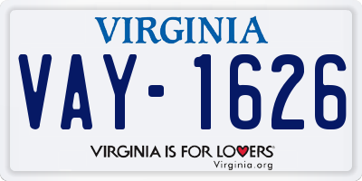 VA license plate VAY1626