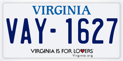VA license plate VAY1627