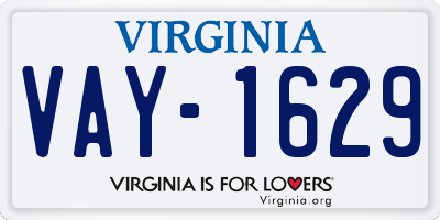 VA license plate VAY1629