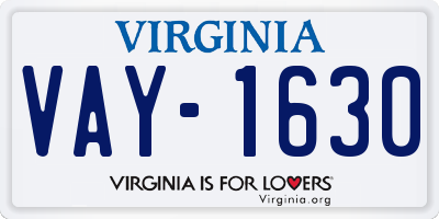 VA license plate VAY1630