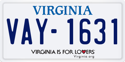 VA license plate VAY1631