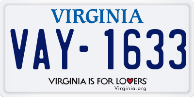 VA license plate VAY1633