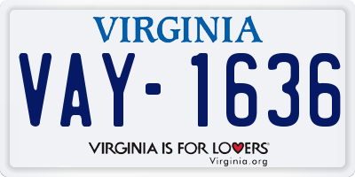 VA license plate VAY1636