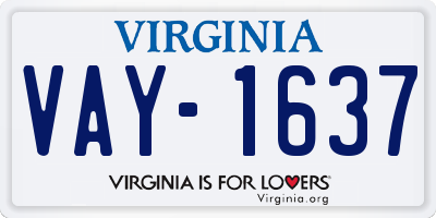 VA license plate VAY1637