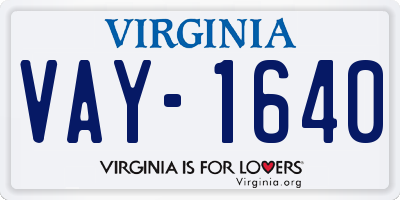 VA license plate VAY1640