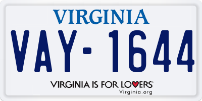 VA license plate VAY1644