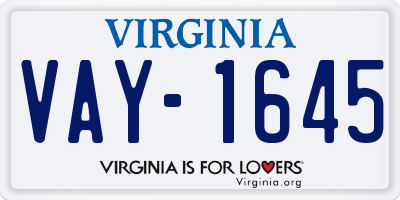 VA license plate VAY1645