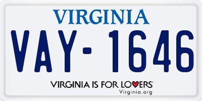 VA license plate VAY1646