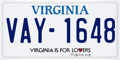 VA license plate VAY1648