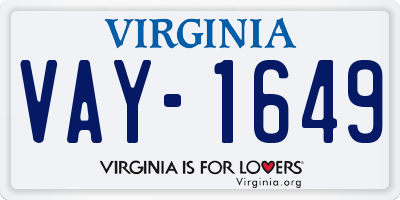 VA license plate VAY1649