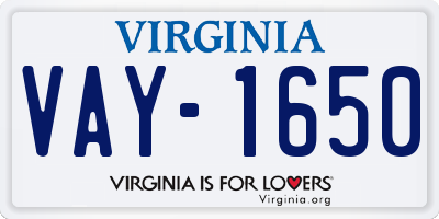 VA license plate VAY1650