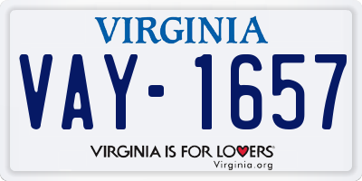 VA license plate VAY1657