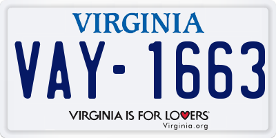 VA license plate VAY1663
