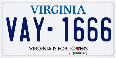 VA license plate VAY1666