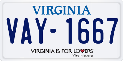 VA license plate VAY1667