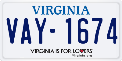 VA license plate VAY1674
