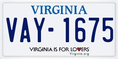 VA license plate VAY1675