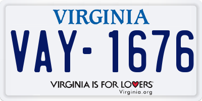 VA license plate VAY1676
