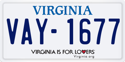 VA license plate VAY1677