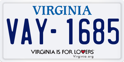 VA license plate VAY1685