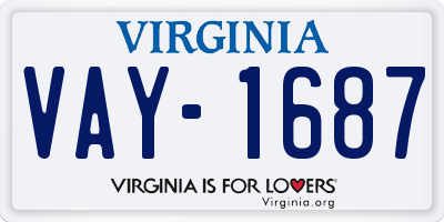 VA license plate VAY1687
