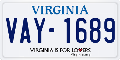 VA license plate VAY1689