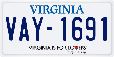 VA license plate VAY1691
