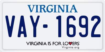 VA license plate VAY1692