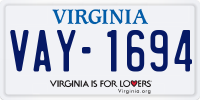 VA license plate VAY1694