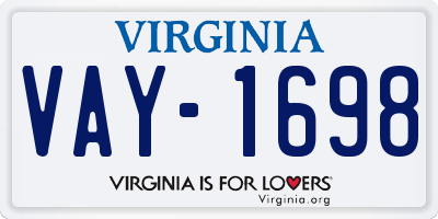 VA license plate VAY1698
