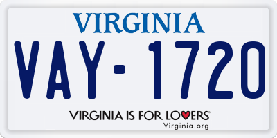 VA license plate VAY1720