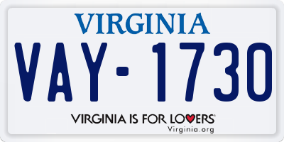 VA license plate VAY1730