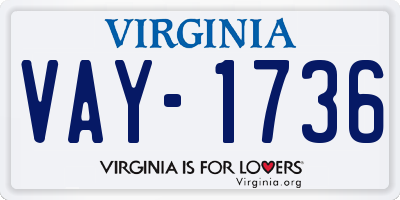 VA license plate VAY1736