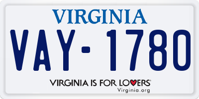 VA license plate VAY1780