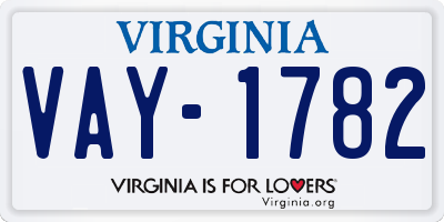 VA license plate VAY1782